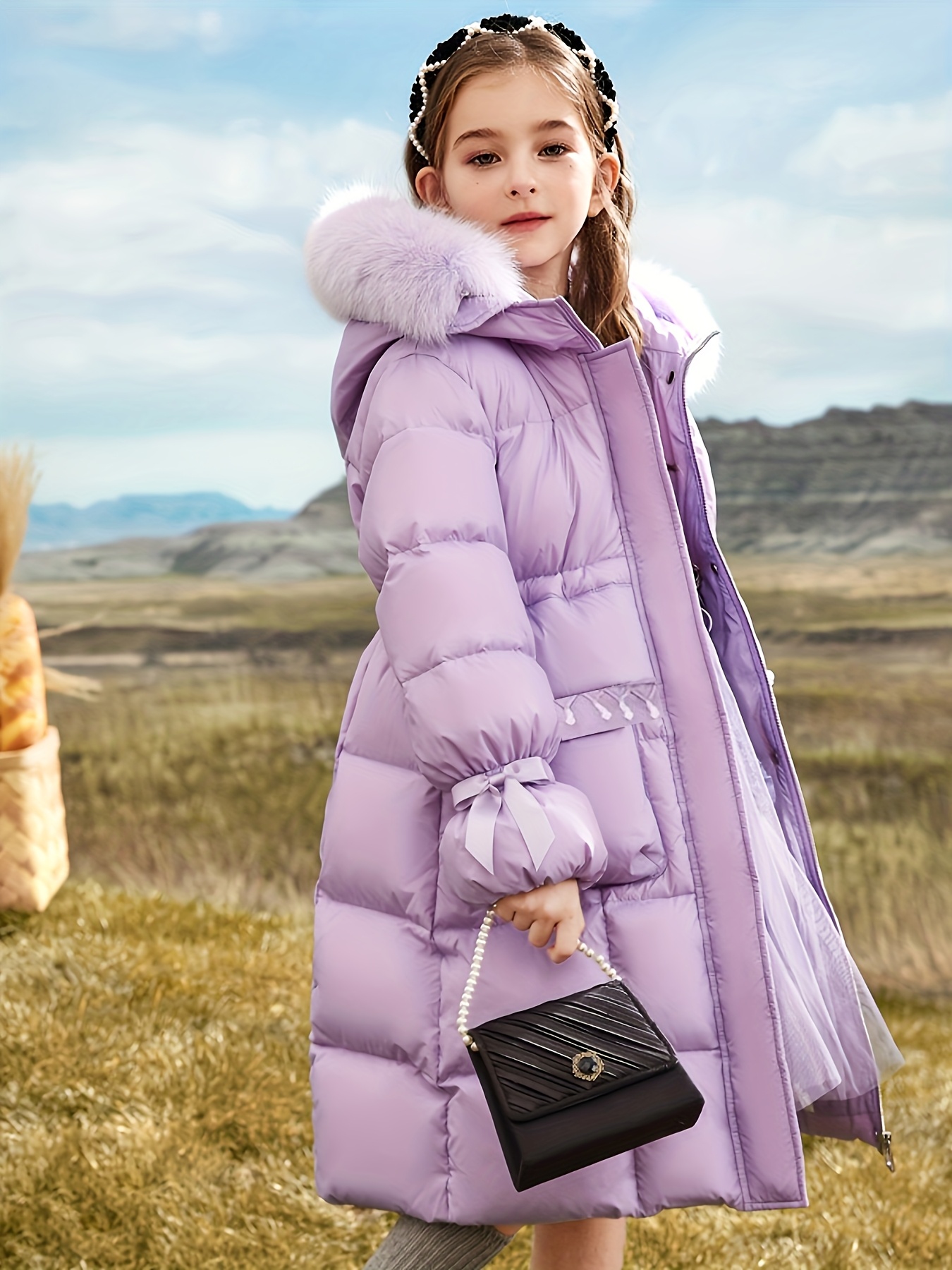 girls elegant winter coat long formal dress Temu Saudi Arabia