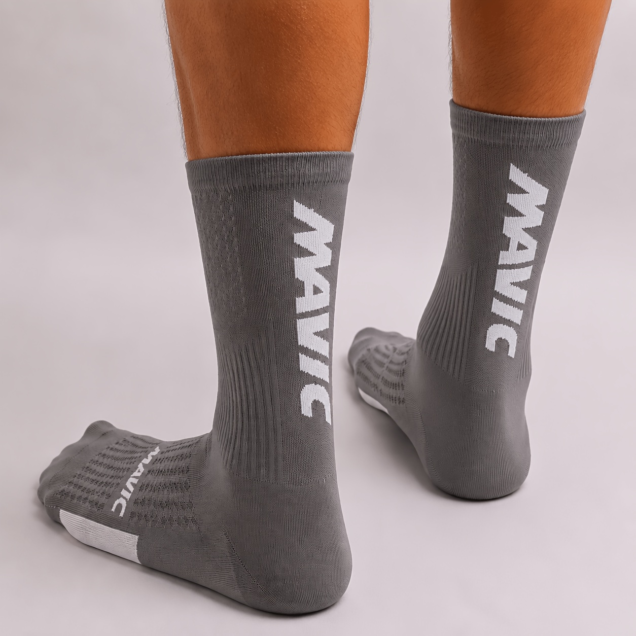 TEMU Unisex Professional Cycling And Running Socks, Hiking And Mountaineering Socks, Knitted Breathable And Sweat-wicking, Compression Mid-calf Socks
