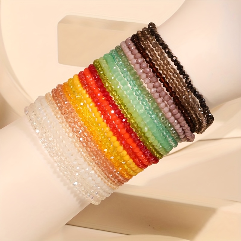 24pcs Rainbow Beaded Bracelet Set for Stylish Versatility