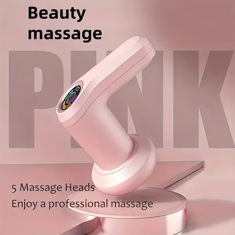 massage gun deep tissue pink mini quiet and usb c rechargeable compact handheld   with 5 heads portable for neck back legs gift idea for dad women fathers day gym or travel use Product details 1
