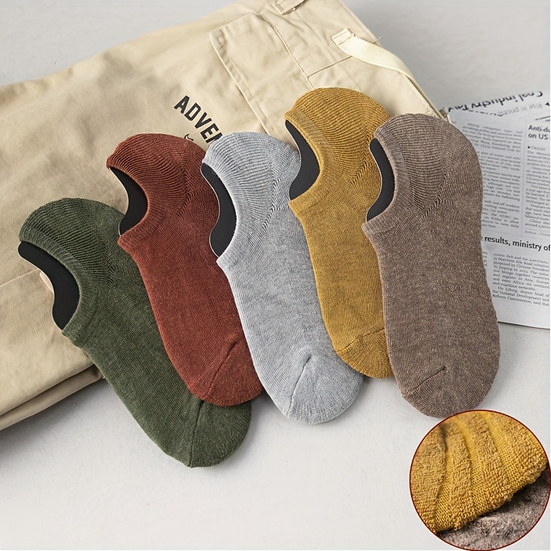 5/10-Pair Unisex Non-Slip Ankle Socks, Combed, Breathable, Casual Daily Short Socks