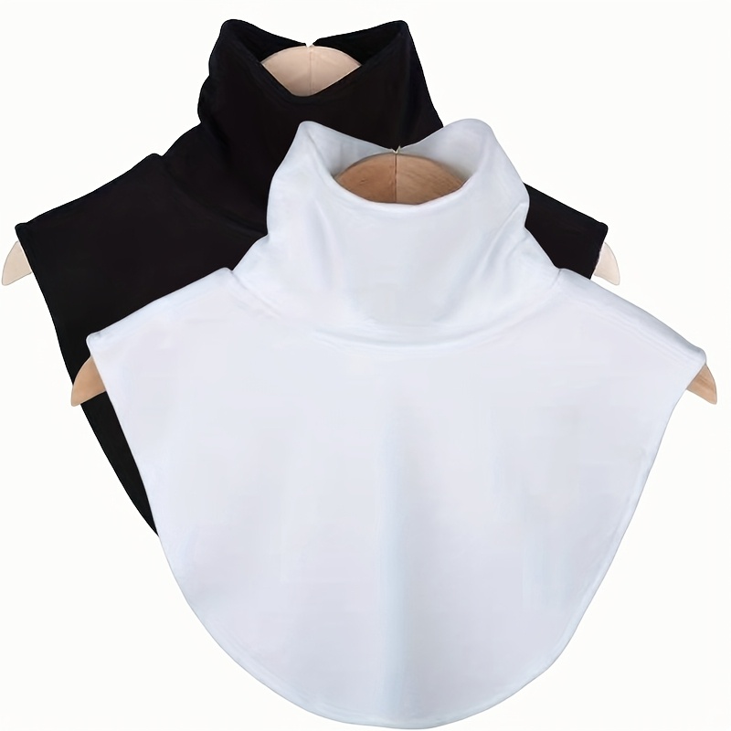 TEMU 2pcs Classic Solid Layer Shirt With Detachable Collar Set, Soft, Comfortable, And Versatile Polyester Fiber Neck Warmer, Fashionable Detachable