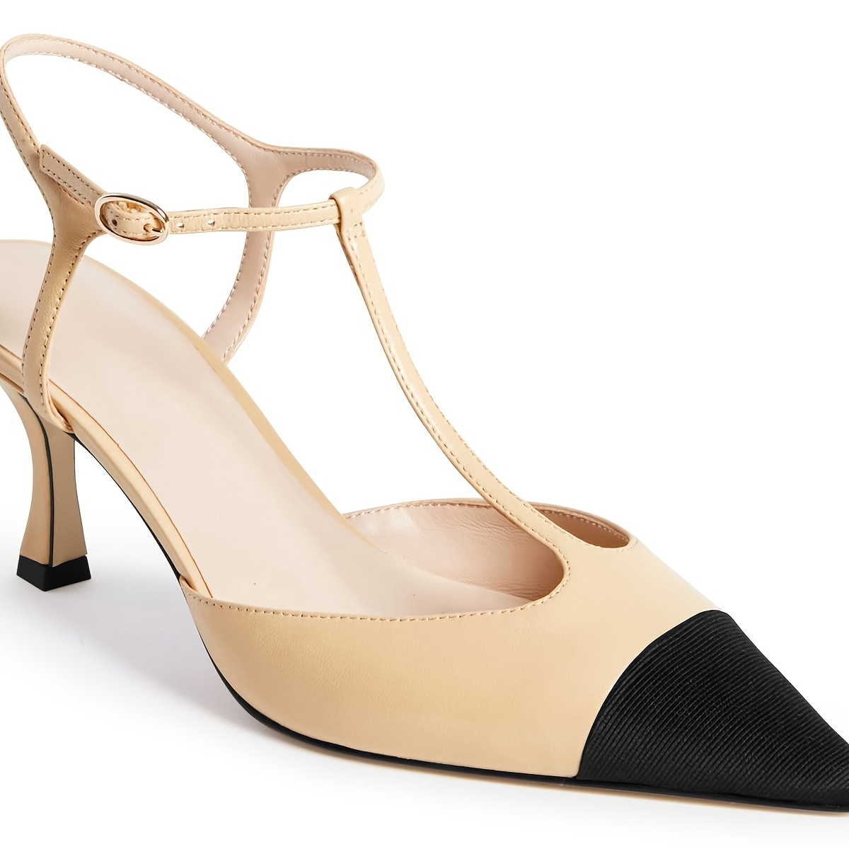 womens black kitten heel pumps pointed toe ankle strap Temu