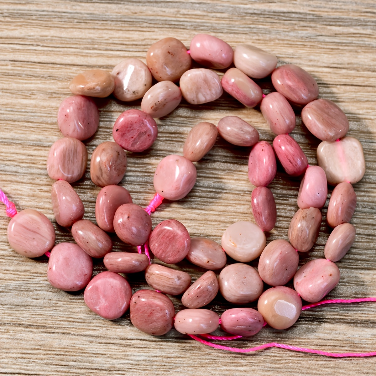 TEMU Natural Rhodochrosite Loose Beads - 6x8mm Natural Stone Beads For Jewelry Making, Handmade Women's Jewelry Accessories Diy Necklaces, Bracelets,