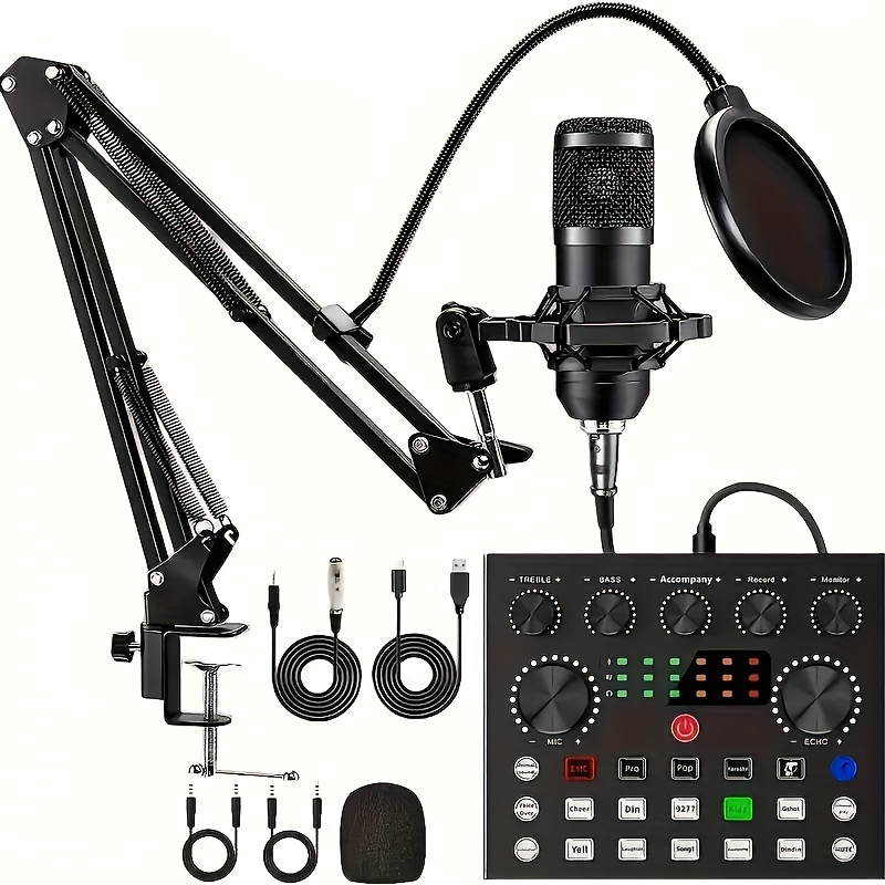 

Podcast Equipment Bundle, V8s Audio Interface With All In 1 Live Sound Card And Bm800 , Podcast Microphone, Perfect For Recording, Broadcasting, Live Streaming
