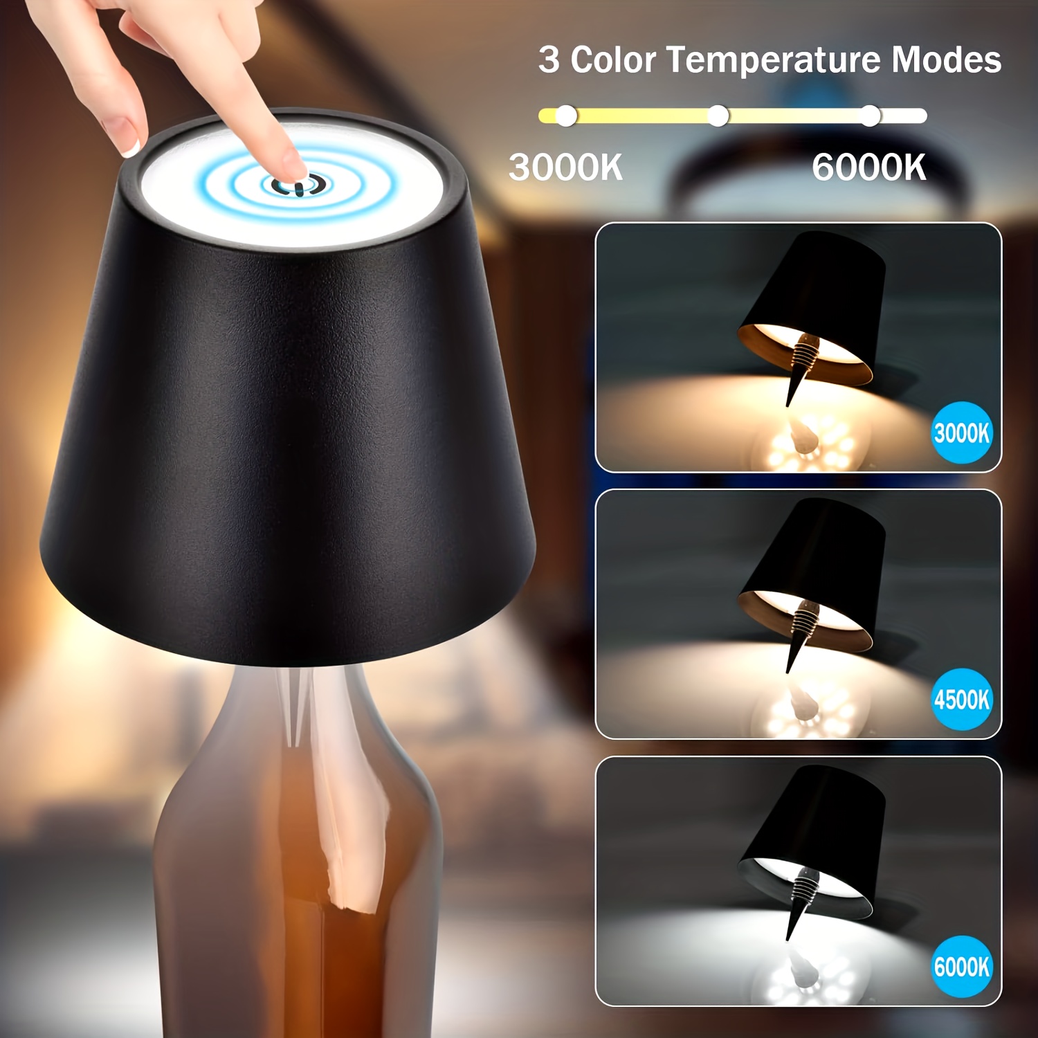 2-Pack Adjustable USB Rechargeable LED Bottle Lamp