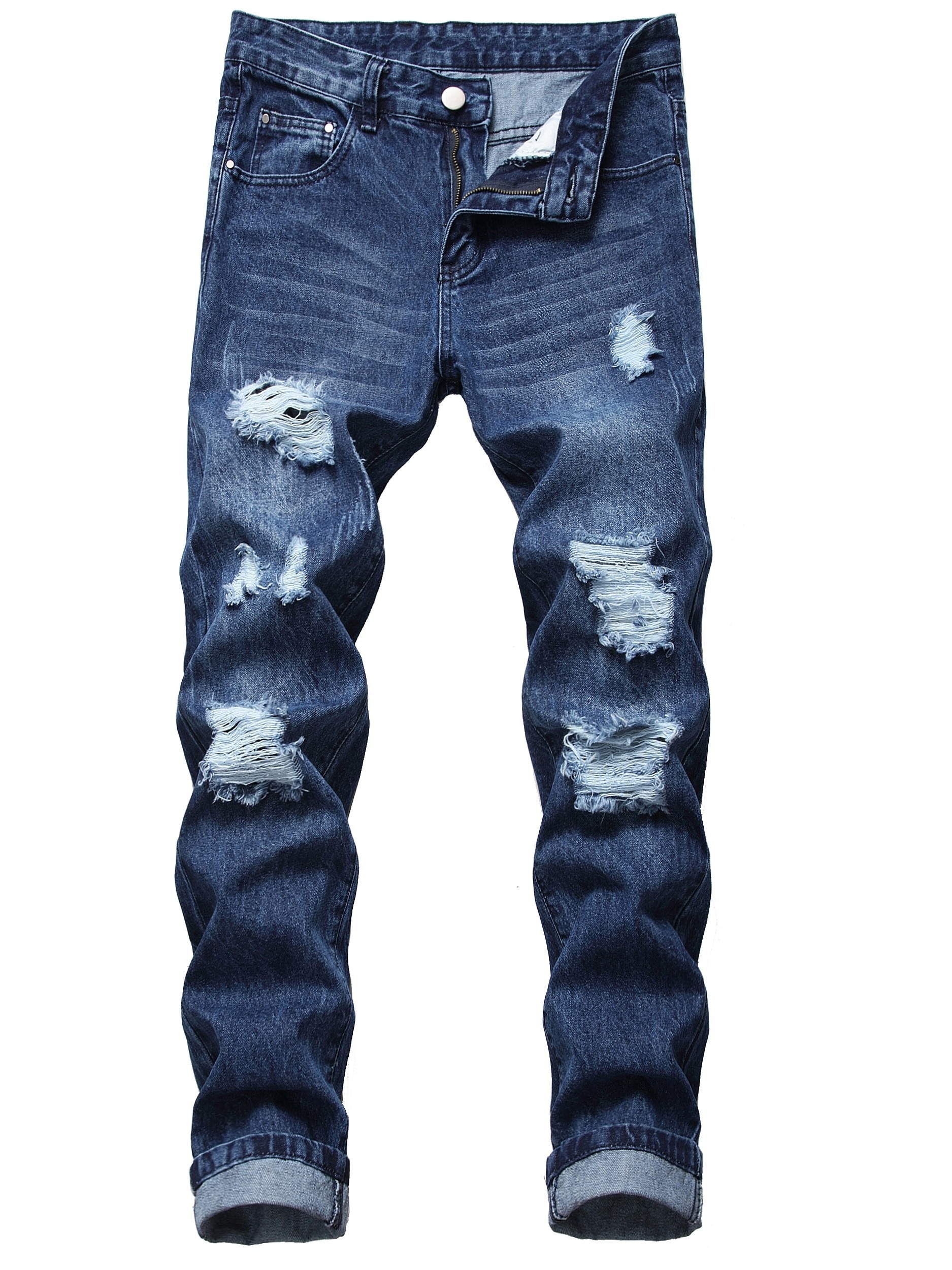 pantalones hombre denim destrozados rotos corte Temu