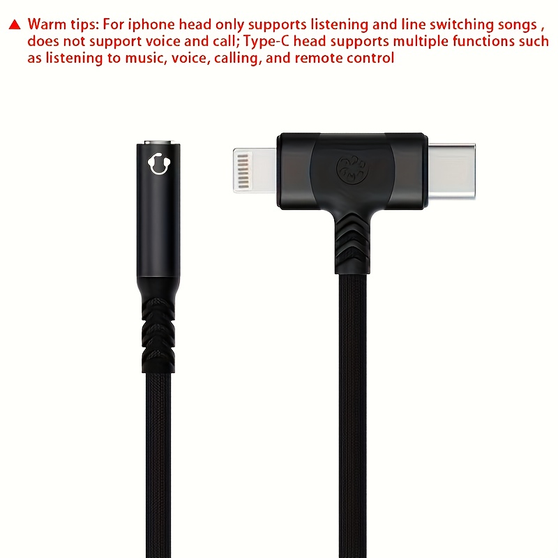Dac For Iphone To 3.5mm Jack Audio Adapter 2-in-1 Type C Headphone Converter, Suitable For Iphone, For , For Oppo And Other Mobile Phone Headphone Auxiliary Cables