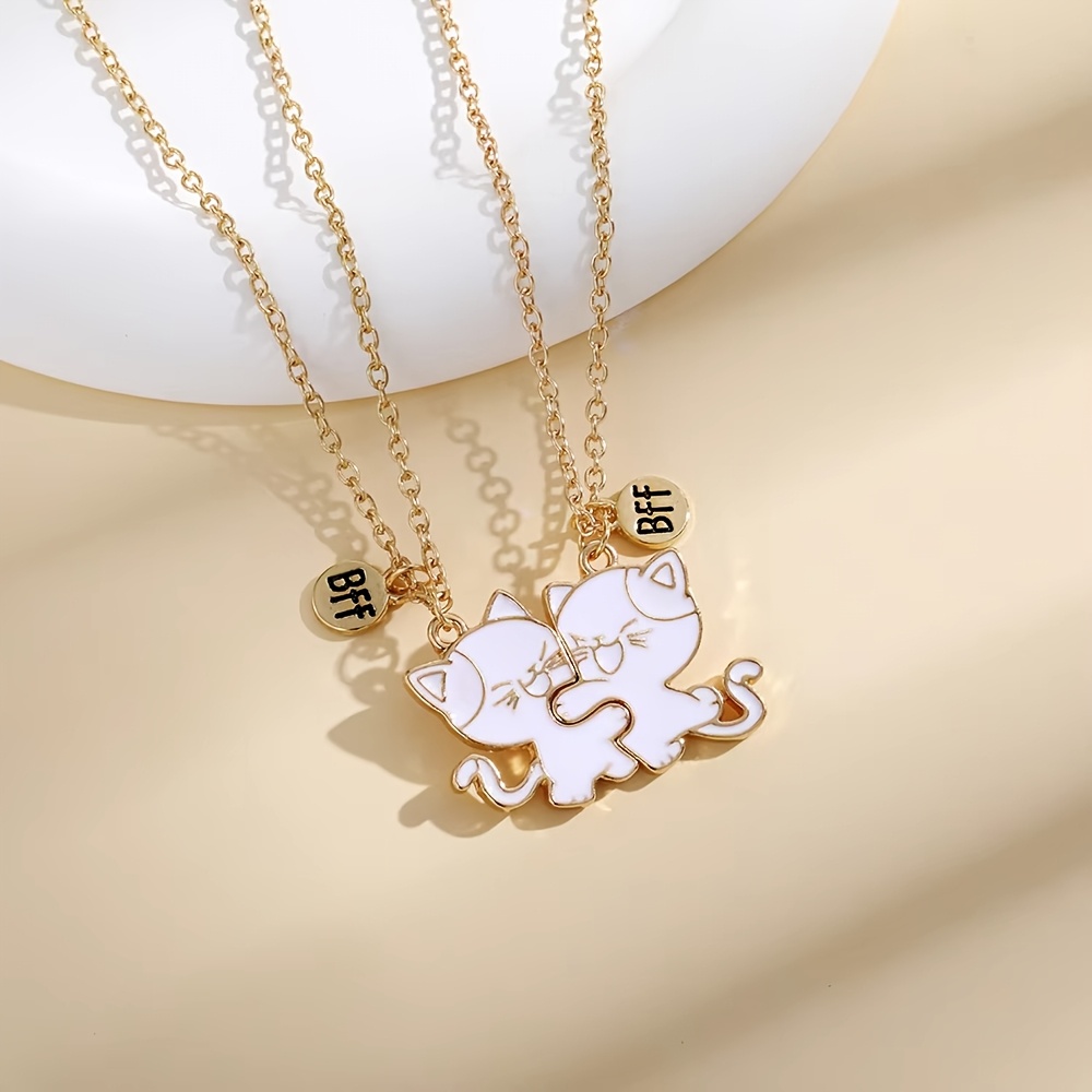 2pcs Cat Friendship Necklace with Pendant Set