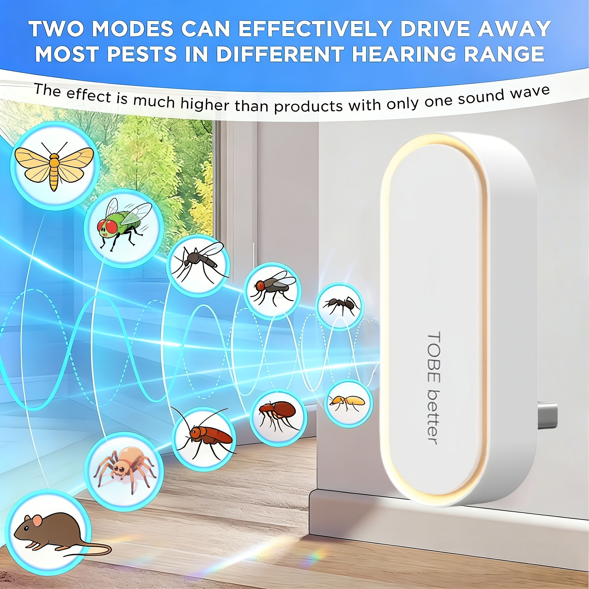 Artikelbild   schädlingsvertreiber mit intelligenter schallwellentechnologie,   für zuhause, usb-elektronisches insektenvernichtungsgerät mit schallwellentechnologie, tragbares insektenschutzmittel gegen mücken, bettwanzen, kakerlaken, nagetiere, zecken & flöhe, für den innenbereich/zuhause