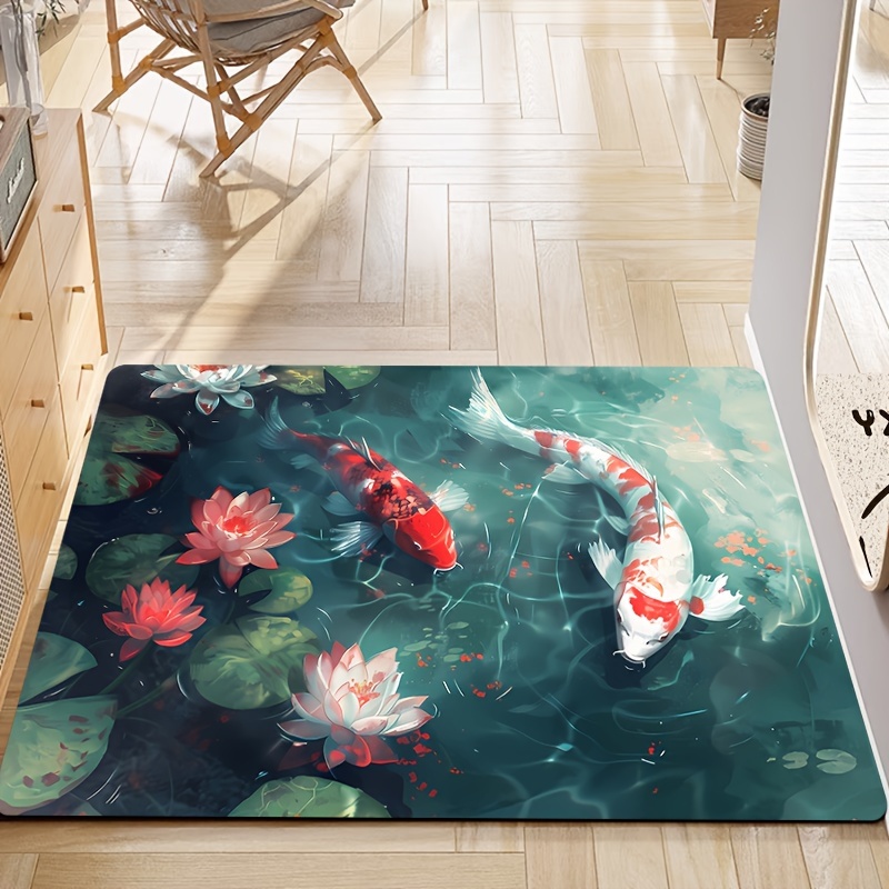 

Luxurious For Lotus & Koi 8mm Thick Soft Area Rug - Versatile For Bathroom, Kitchen, Living Room, Bedroom - Machine Washable, Decorative Indoor Mat