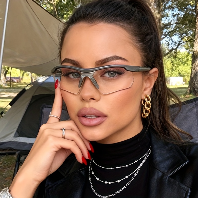 Image of 1pc Half Frame Fashion Glasses Y2k Trendy Versatile Men And Women Daily Wear Casual Party Accessories Exquisite Decoration Gift For Her/his Birthday Halloween Christmas New Year Gift
