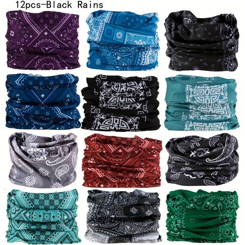 12pcs seamless face masks ultra thin quick dry breathable moisture wicking headbands for men women running cycling hiking gym outdoor gifts outdoor gear vibrant patterns lightweight headgear headband neck gaiter bandana
