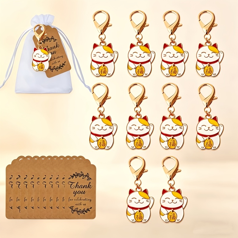 TEMU 2d Flat, 30pcs/10 Sets 2d Flat Style Accessories, Chinese-style Fu Character With Cute , Symbolizing Happiness And Wealth, Used For Bag And Key