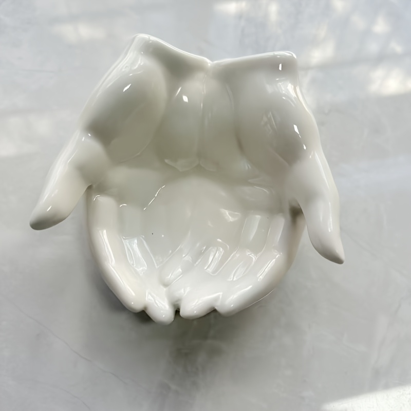 TEMU 1 plateau à double main en céramique moderne facile à utiliser pour collier avec anneau, présentoir de rangement de bijoux, plat, décoration