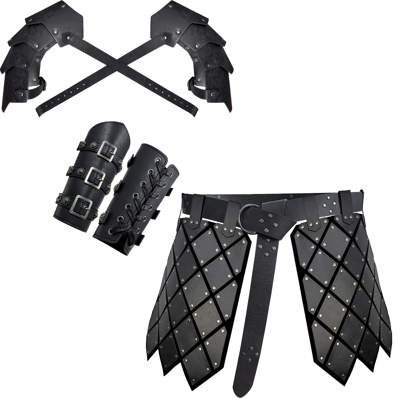TEMU 6pcs Medieval Vintage Armor Costume Accessory Set, Vintage Shoulder Armor, Arm Guards, Skirt Armor, Suitable For Festivals, Parties, Costume