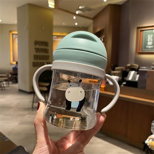 cute portable water cup summer leak proof and waterproof anti choking drinking cup cute straw cup with printed design