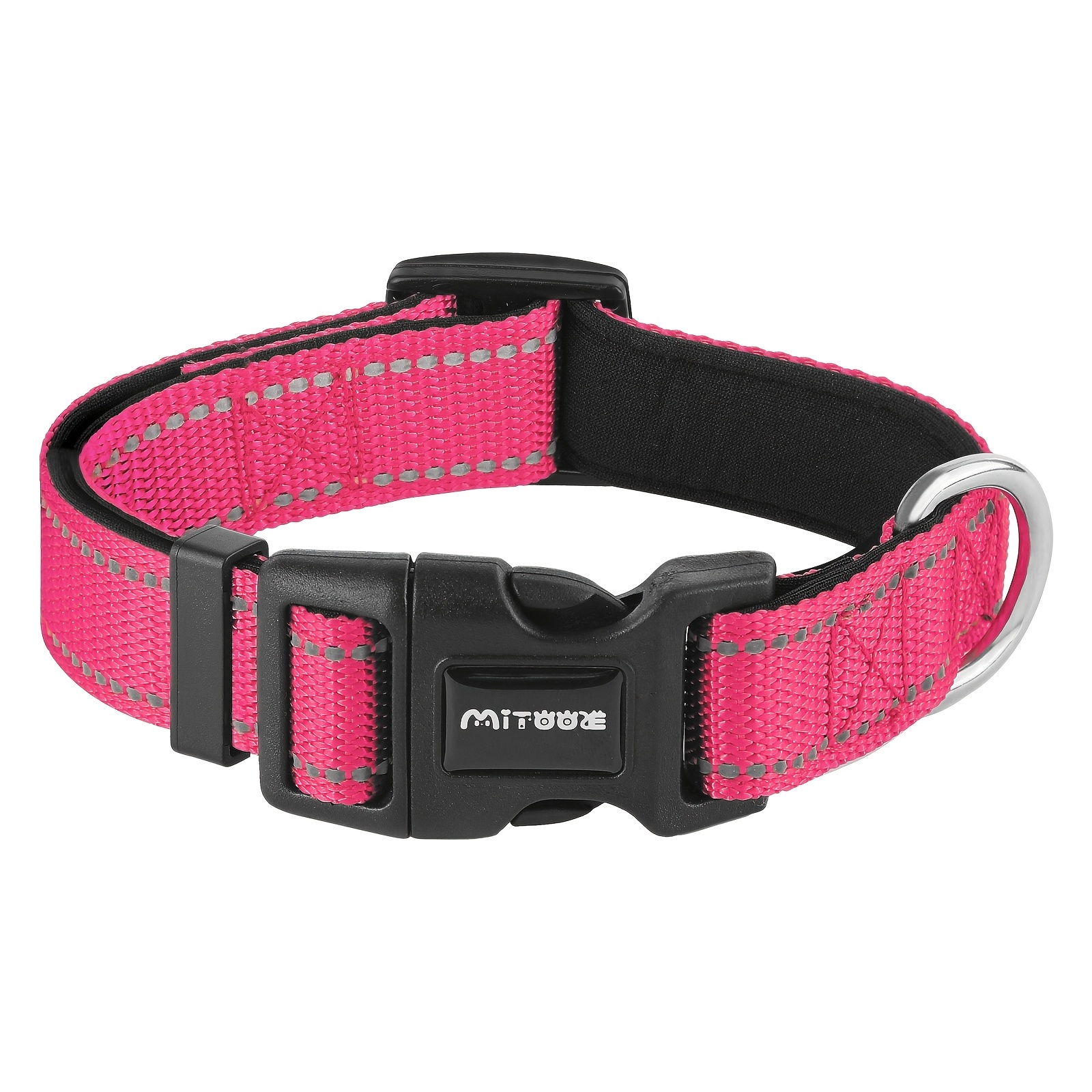 TEMU Mitooe 1pc Reflective Dog Collar -release Buckle, Soft Neoprene Padded Breathable 1" Wide, Striped Design For Small/medium/large Dogs - Options,