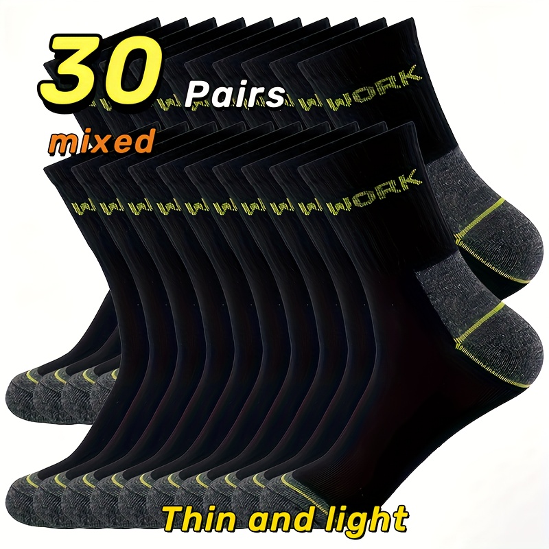TEMU 30 Pairs Of Men's Sports Socks With Breathable And Moisture-wicking Features - Designed Letters, Featuring Elastic Ribbed Cuffs For A , Perfect
