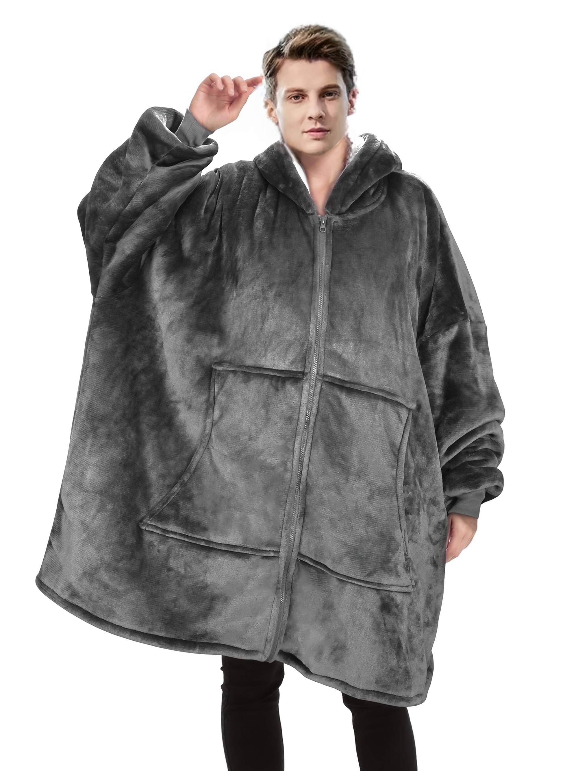 accappatoio in pile cappuccio taglia extra large calore Temu