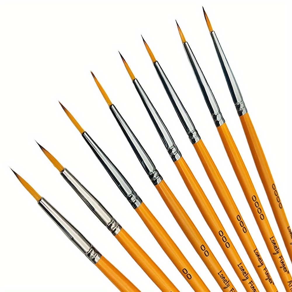 8pcs Professional Fine Detail Nylon Hair Paint Brushes Set For Acrylic, Oil, Watercolor, Canvas, Rock, Body, Face, Nail Art - Ceramic Craft Supplies - Round Tip For