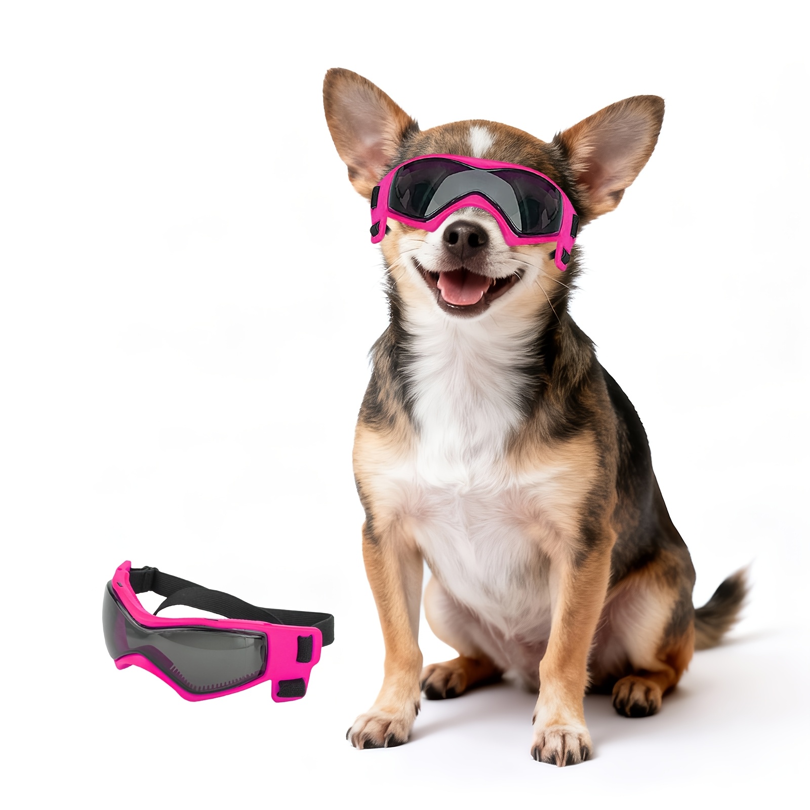 TEMU Uv Protection Windproof & Dustproof Adjustable Goggles Suitable For Small Breeds, Pink Glasses With For Driving, Outdoor, Windproof/dustproof
