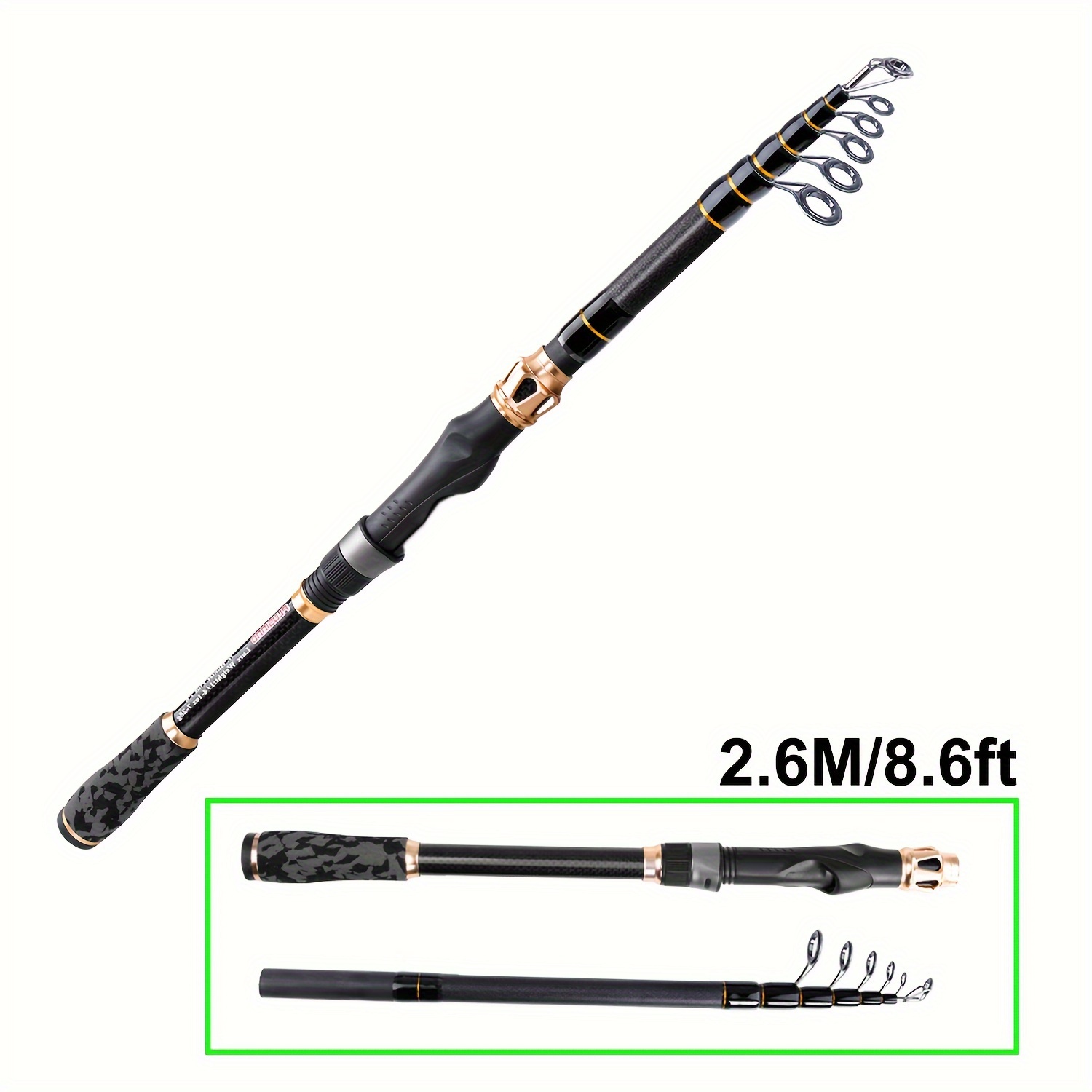1pc Spinning Fishing Rod, Telescopic Fishing Rod - Carbon Fiber Portable  Travel Pole, For Stream And Freshwater Saltwater Fishing