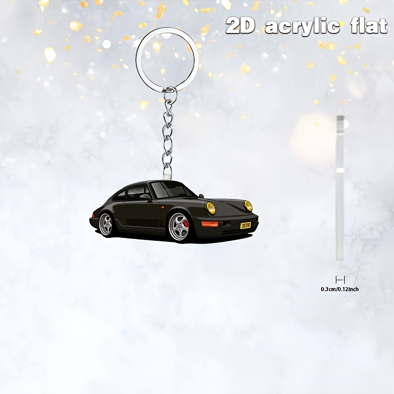 2d Flat - 2d Plane, [2d Plane] 1 Classic Sports Car Acrylic Keychain, Enthusiast Pendant, Suitable For Bags And Car Key Decoration, Christmas Tree Holiday Party Decoration, Ideal Holiday Gift For