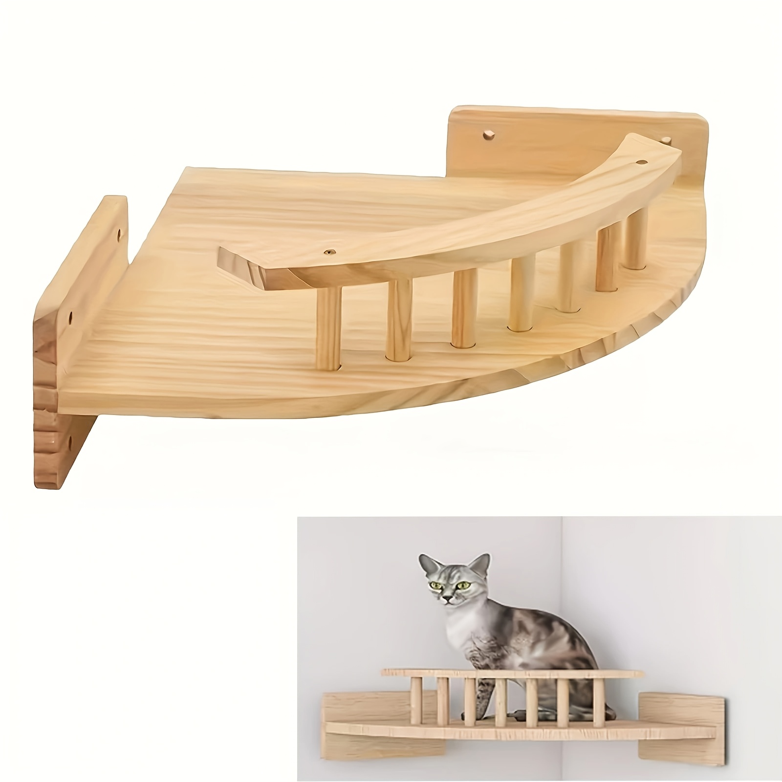 Image of Wooden Cat Climbing Frame Wall-mounted Cat Furniture Independent Matching Cat Wall Frame Cat Bed Climbing Frame Space Capsule Diving Platform Observation Deck Watchtower Cat Perch