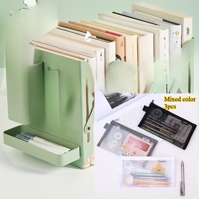 TEMU Set Of 3 Grid Pencil Cases, Unique School Supply Holder, Storage For Stationery, Zip Closure, Tutoring Document Bag
