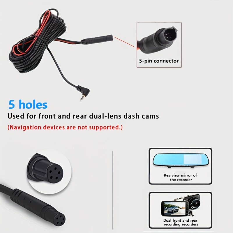 the   5 5 meter extension cord with a reversing camera for   cart provides clear night vision recording for the vehicles dash cam Product details 5