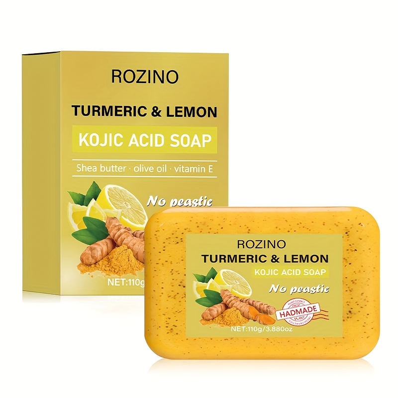 Turmeric Lemon Kojic Acid Soap 6pcs, Gentle Texture, Gently Care Skin, Natural Plant Essence, Earth Essence, Create Pure and Beautiful Soap, Without Added Burden, to Give Skin the Most Natural Moisture