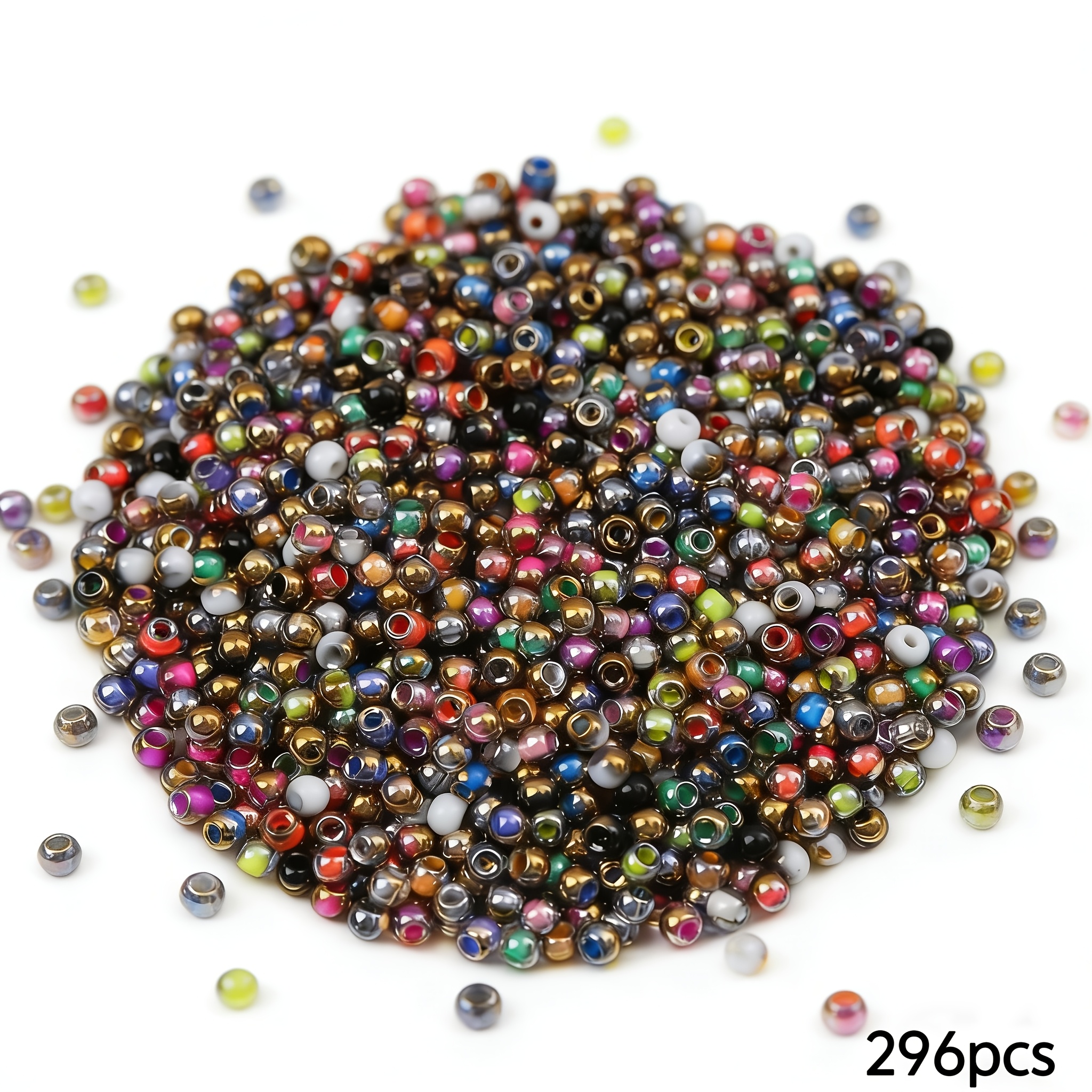 Image of 296pcs 4mm High-quality Uniform Seed Beads, Mini Loose Beads, Suitable For Diy Handmade Jewelry Accessories, Bracelets, Earrings, Beaded Strands, Doll Clothes, Bead Embroidery, Gift For Or Mom