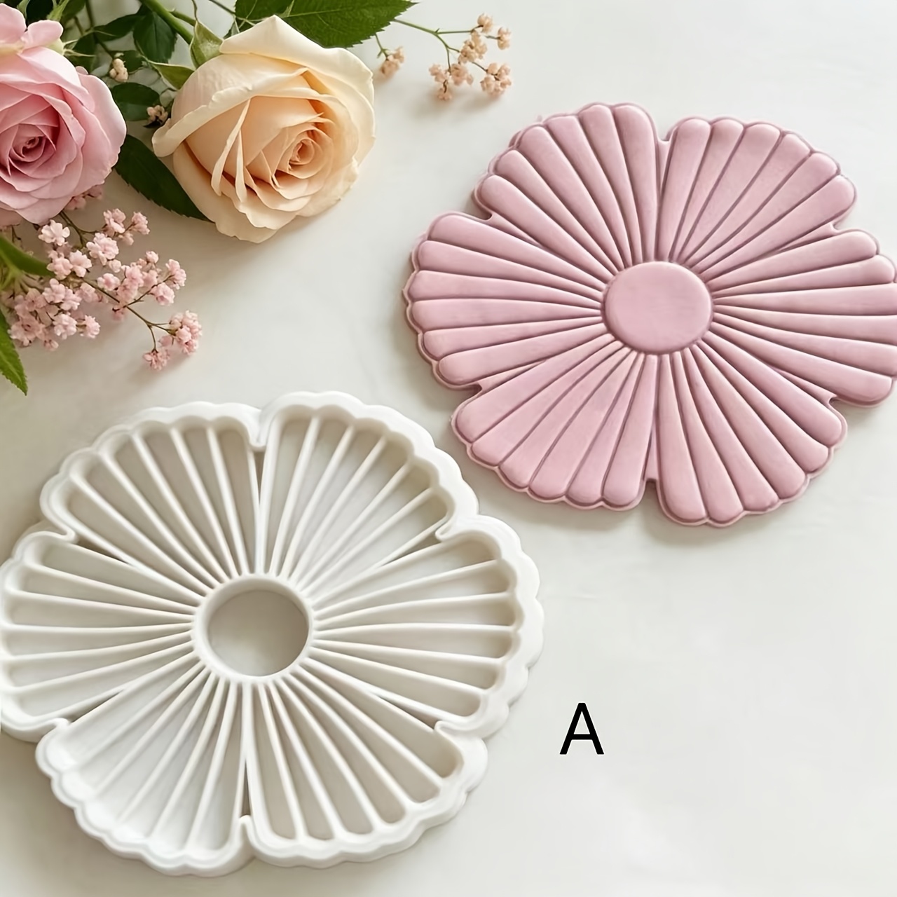 TEMU Flower Holder Clay Cutter, A Polymer Clay Mold For Decorating Small Trinket Dishes, Perfect For Rustic, Bohemian, And Natural-style Home Decor,