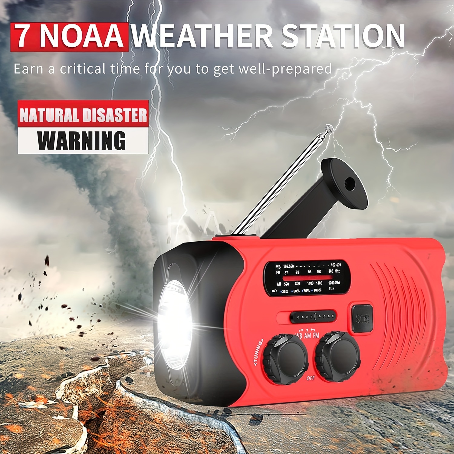 emergency crank radio with 2000mah emergency power bank am fm noaa solar powered crank wind   with sos alarm bright flashlight emergency power bank for cellphone used for outdoor emergency details 4