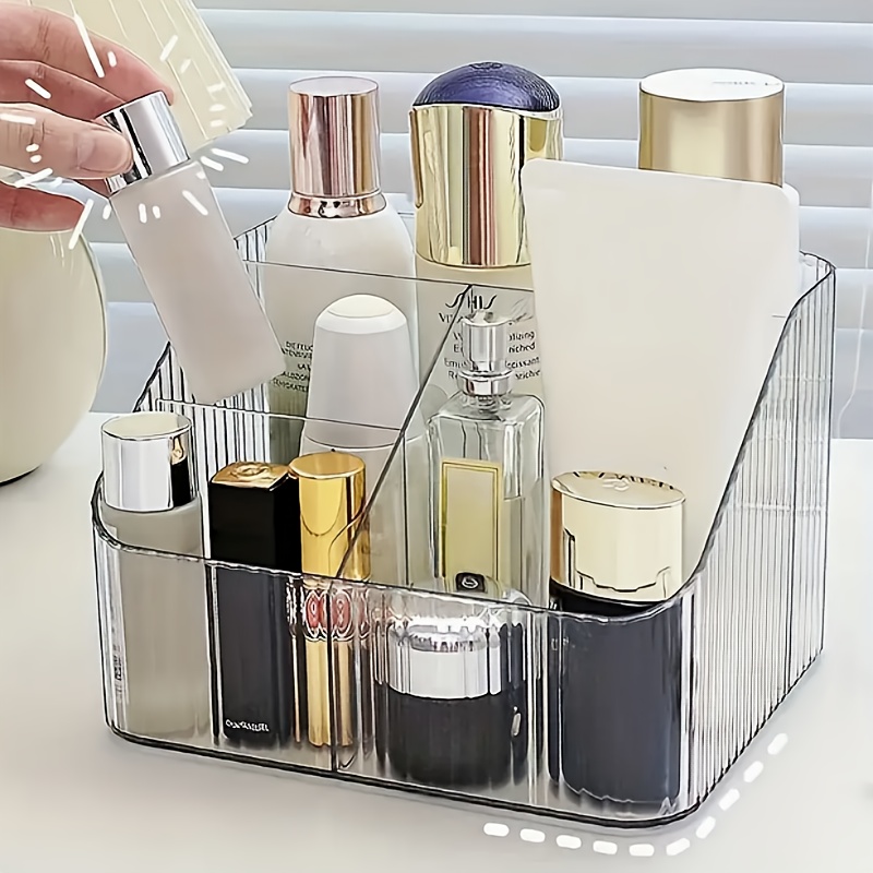 3-grids/4-grids Acrylic Transparent Cosmetic Storage Boxes, Desktop Stationery Baskets, Portable Compartmentalized Shelves