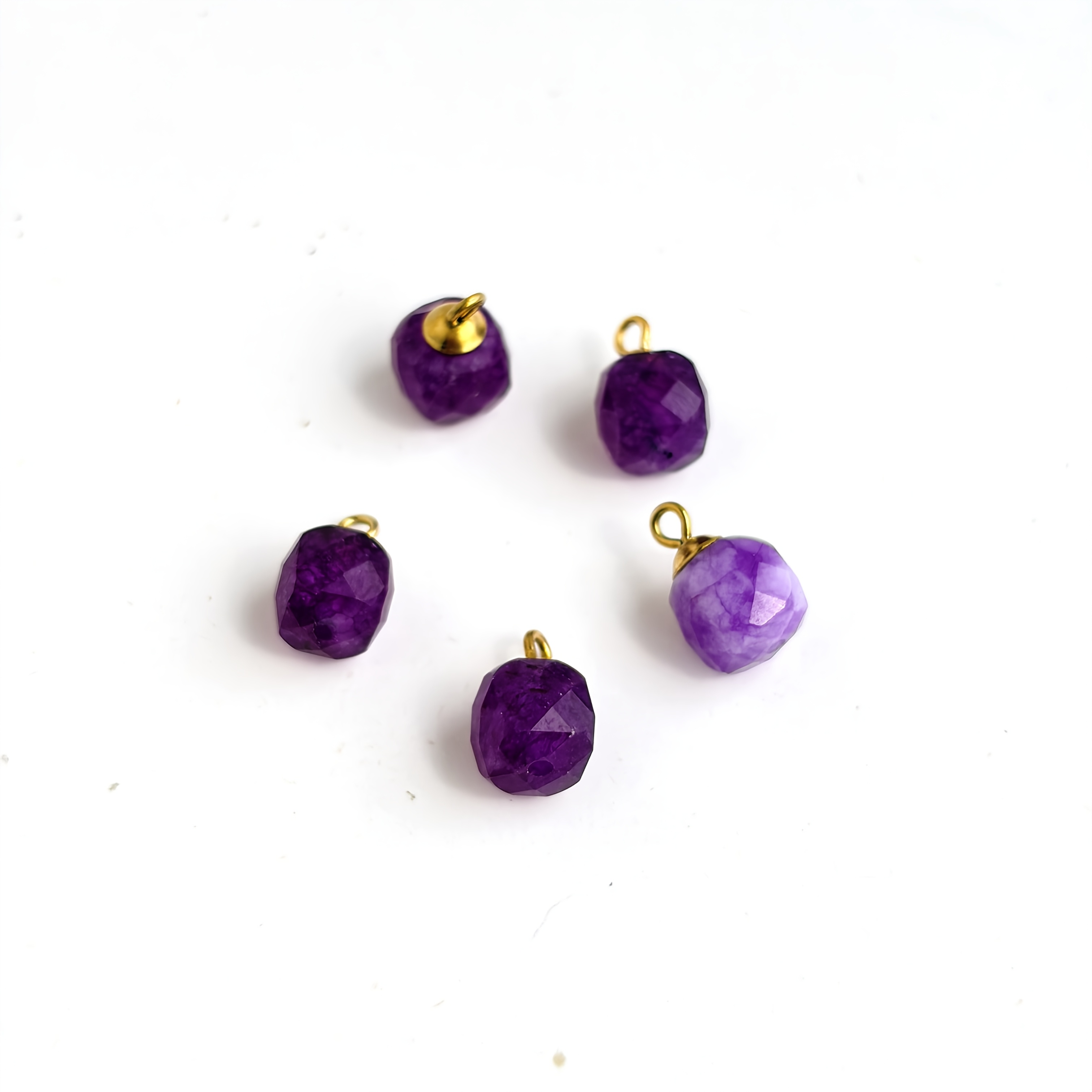 5pcs Natural Stone Square Faceted Pendant Set for DIY Jewellery