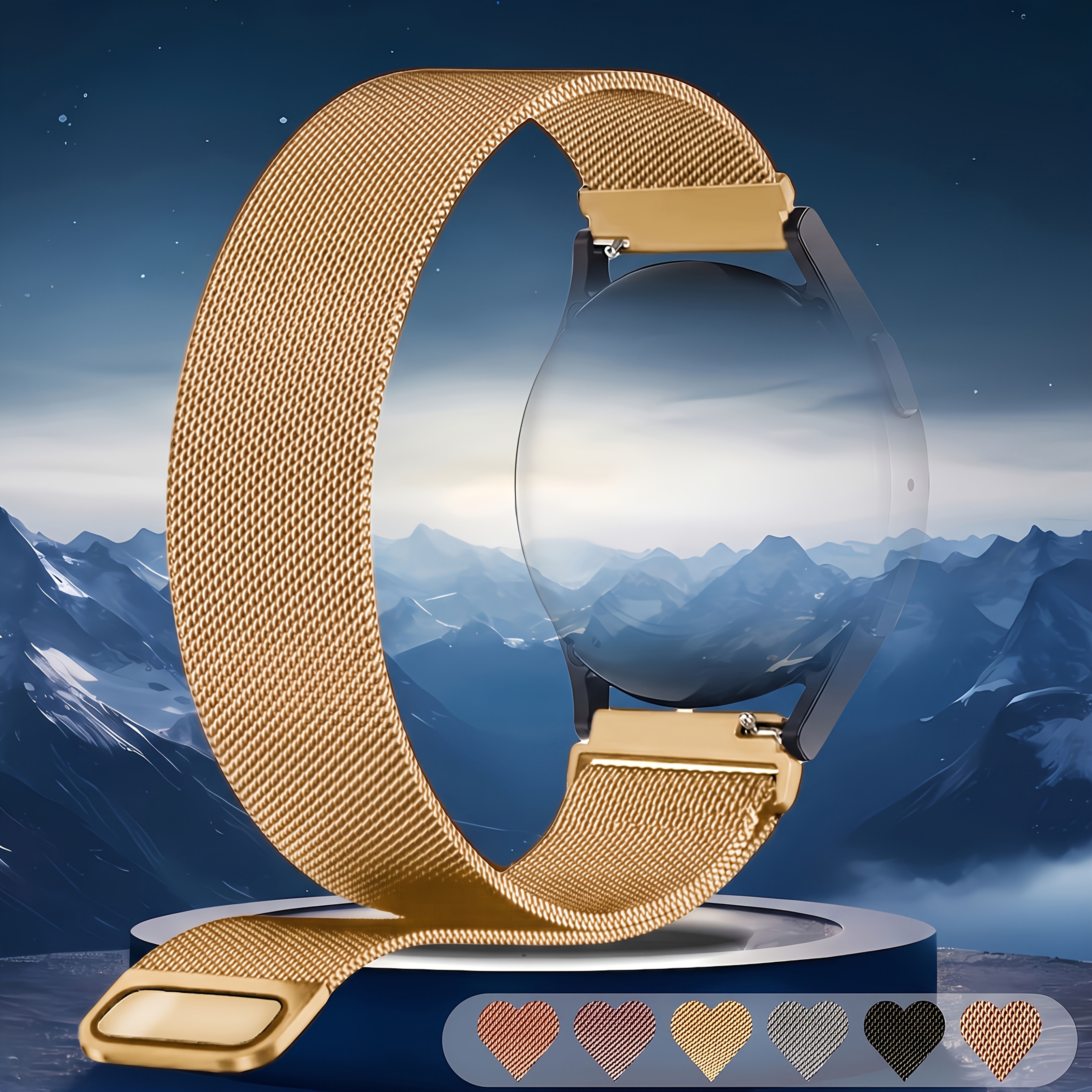 TEMU Correas de metal compatibles con Galaxy Watch 7 Band 6 5 4 FE 2 40Mm 44Mm/ Pro 45Mm/Classic, correa magnética de acero inoxidable de malla