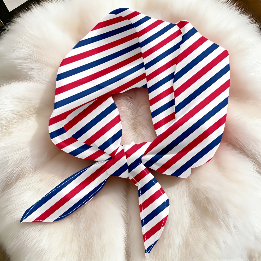 TEMU Écharpe à , 1 pièce, foulard multifonctionnel à motif sergé rouge, blanc et bleu, foulard, écharpe de cou. Cet écharpe carrée est un accessoire