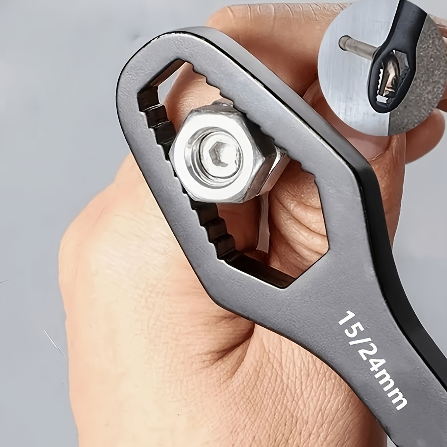 1 llave Torx multifuncional negra - Llave de doble cabezal autoajustable con orificio de 3-17 mm, diseño duradero de 5 mm de grosor y mango portátil, adecuada para reparación de automóviles y proyectos domésticos