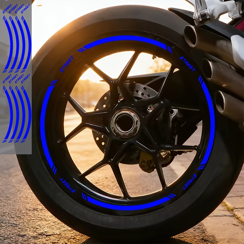 Image of Reflective Motorcycle Wheel Sticker Inside Of Decals Tape, Motorcycle & Car Wheel Rim Stickers, Motorcycle Tyre Stickers, Motorcycle Rim Sport Decoration