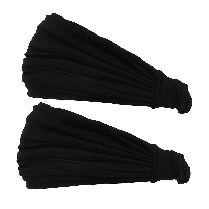 Image of 2pcs Wide Sports Headband, Outdoor Sports Anti-slip Fitness Yoga Running Forehead Windproof Anti-perspirant Headband For Men And Women