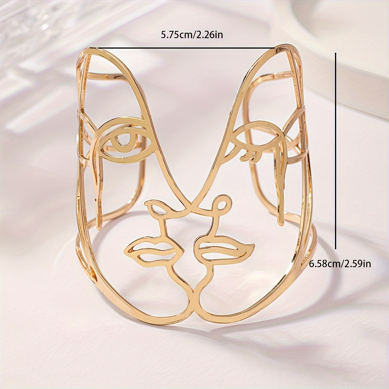 Perfect Hollow Face Cuff Bracelet, Unique Silhouette Design