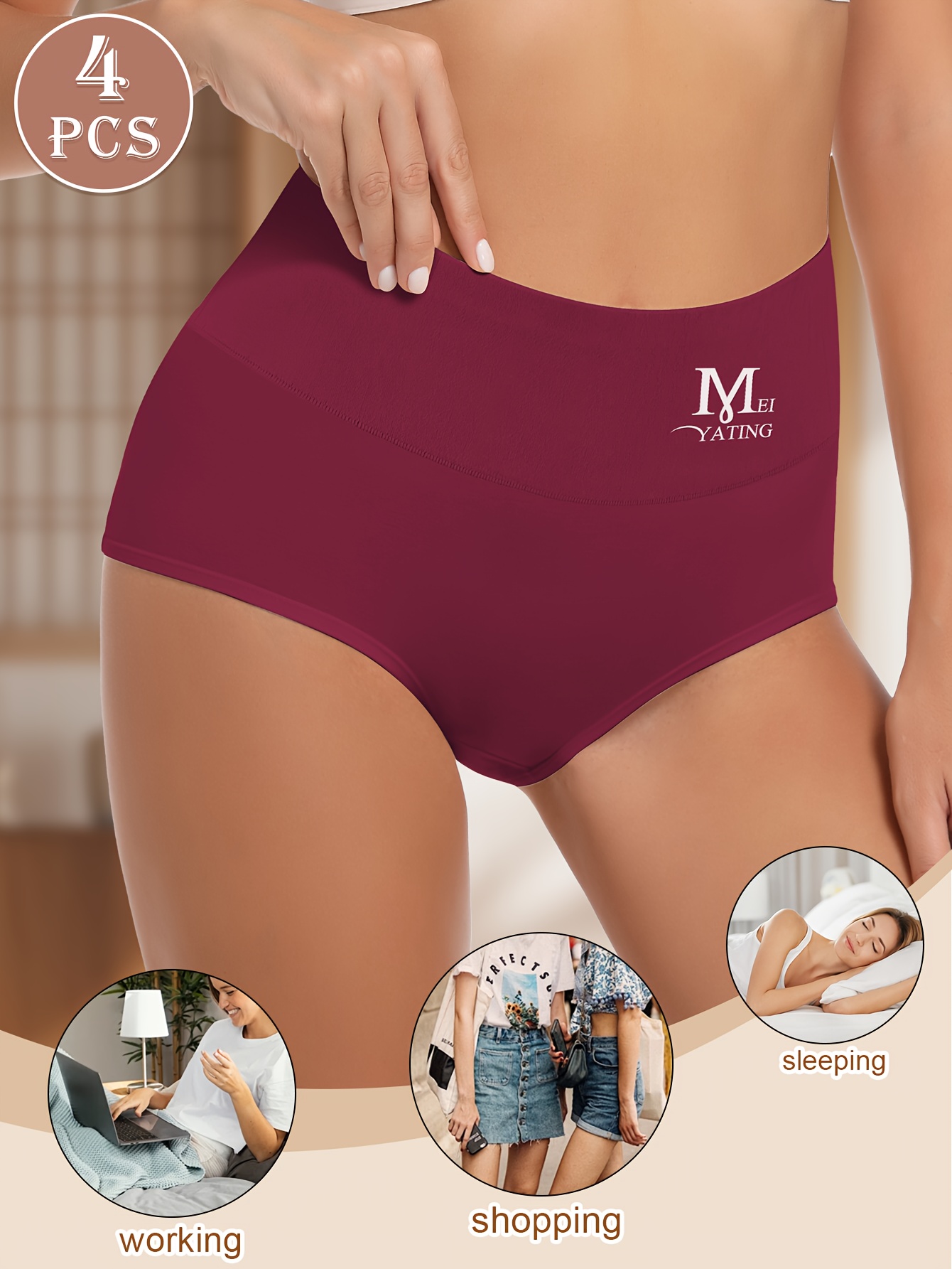 4pcs     womens panties soft and breathable seamless no   casual attire underwear details 4