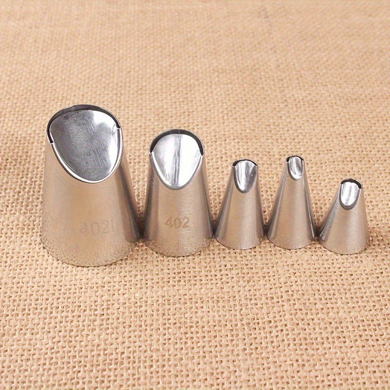 Image of 5pcs Piping Nozzles Set, Stainless Steel Chrysanthemum Icing Nozzles, Cream Cake Piping Tips For Dessert Biscuit Cup Cake, Kitchen Accessories, Baking Tools, Diy Cake Decorating Supplies