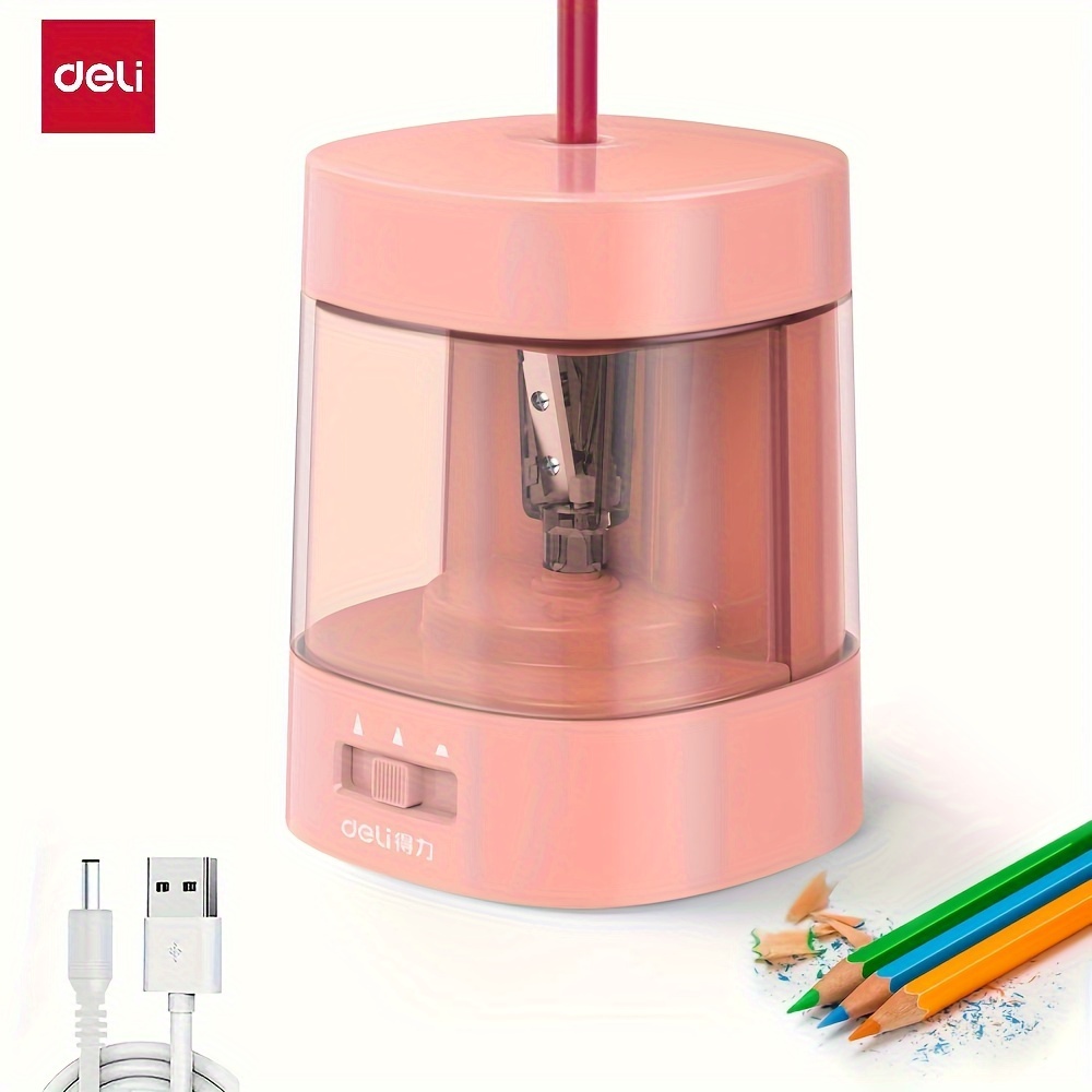 

Deli 2pcs Electric Pencil Sharpeners, 3 Sharpening Settings, Auto Stop For No.2 Colored Pencils (6-8mm), Usb And Battery For Home And Office, Pink