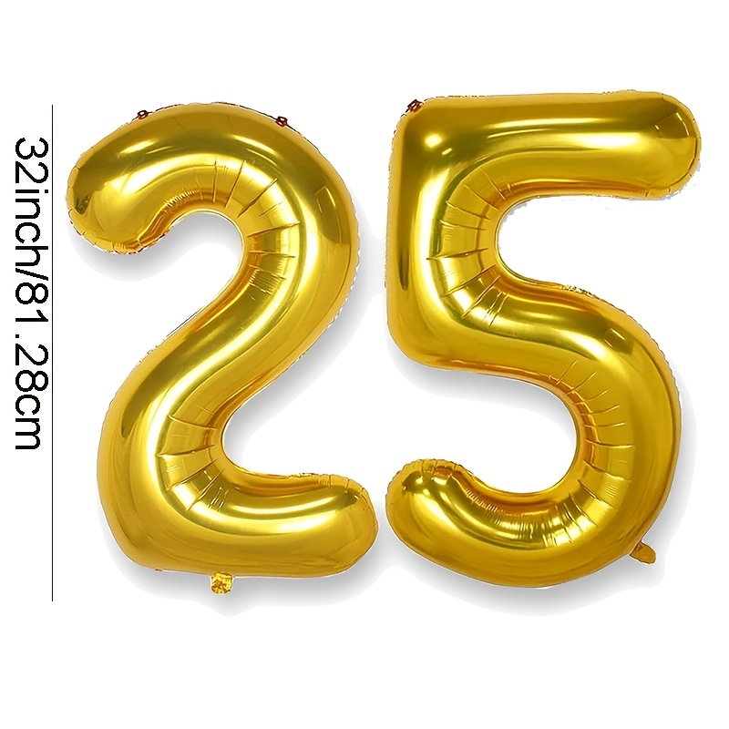 2pcs 25th Anniversary Party Balloons 32-inch Foil Balloon Set Camping Theme Party Decoration Graduation Bride Gift Party Background Decor Wedding Birthday Party Supplies