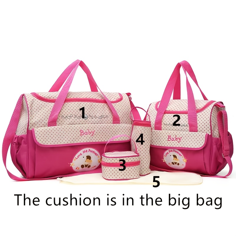 5pcs Mommy Bag Set (Large Bag, Small Bag, Bottle Bag, Formula Bag, Diaper Changing Pad, 5pcss in Total) Multifunctional Large Capacity Single Shoulder Crossbody Diaper Bag Mother And Bag