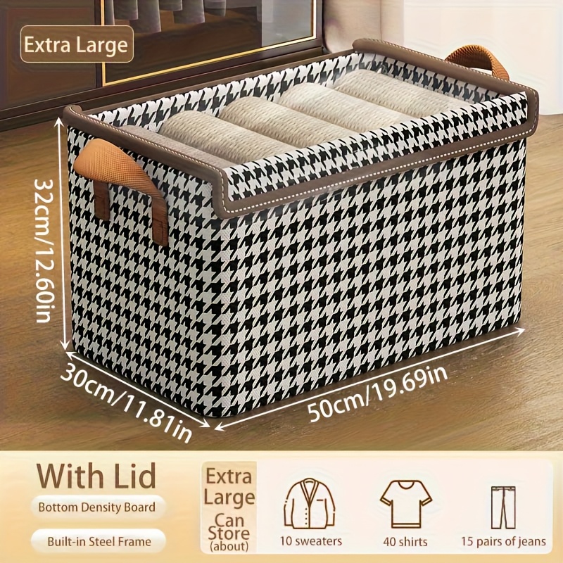 4pcs Extra-large Foldable Storage Box With Lid & - Organizer For Clothes, Blankets | Space- Wardrobe Solution For Home, Bedroom, Dorm, Clothes, Under-bed Storage
