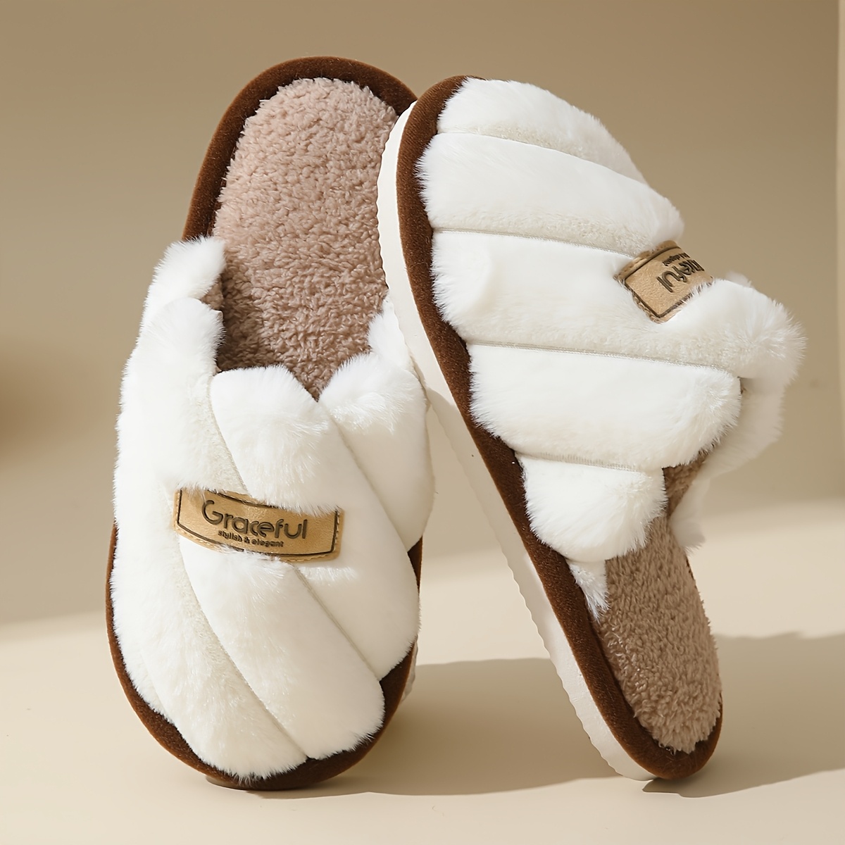 winter womens anti slip warm slippers home indoor comfortable couple slippers details 2